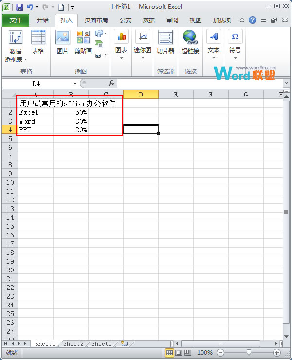 Excel2010简单扇形统计图的制作(图1) Excel2010简单扇形统计图的制作(图1)
