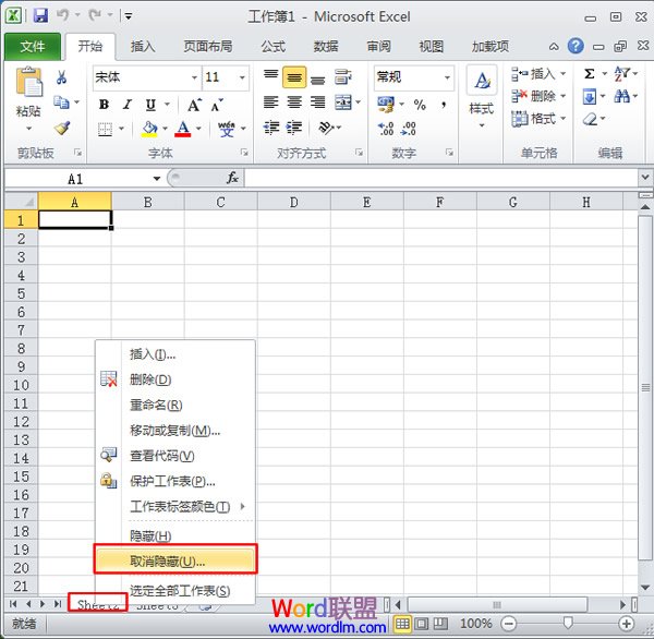 在Excel2010中如何隐藏显示工作表(图3)
